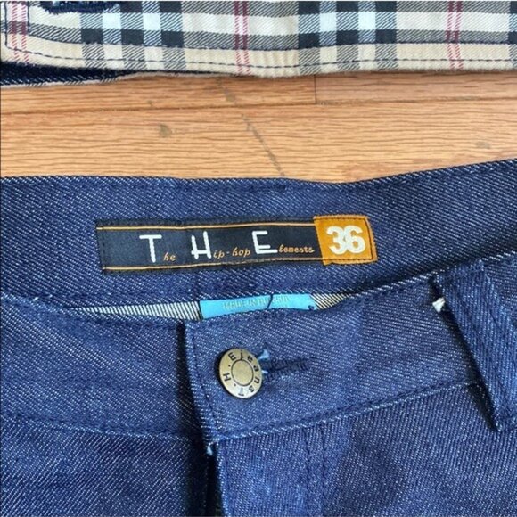 Vintage T.H.E. Hip-Hop Elements Denim Jacket & Pants Set XL/36 Plaid Trim 100% C - Picture 5 of 7